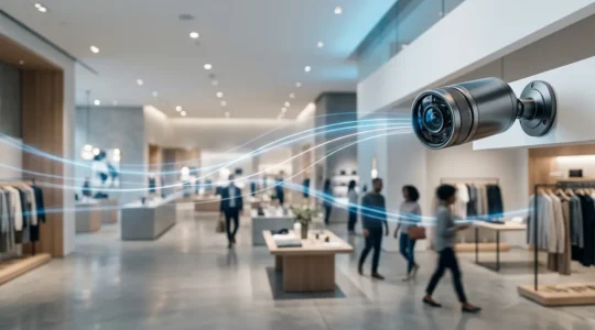 Système de caméras de sécurité moderne transformé en outil d'analyse marketing pour optimiser le parcours client en magasin