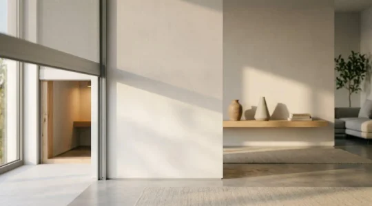 Interface de contrôle domotique moderne centralisée gérant caméras de sécurité et volets roulants