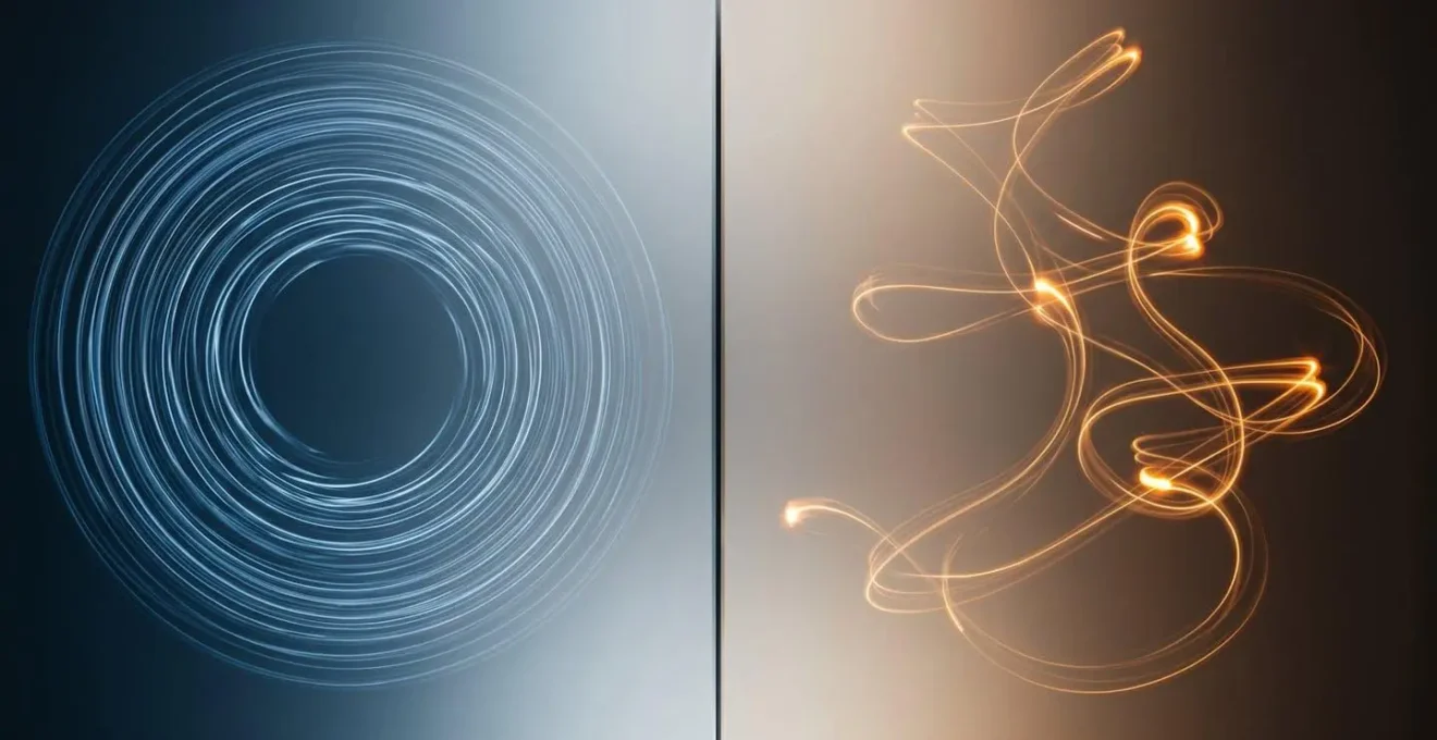 Représentation symbolique du contraste entre le mode patrouille répétitif et le suivi intelligent adaptatif