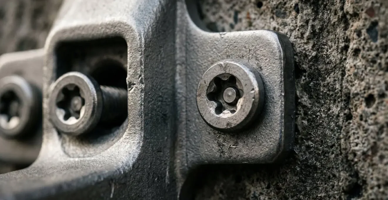 Détail de fixation sécurisée d'une caméra anti-vandale en hauteur