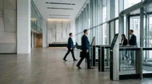 Système de contrôle d'accès biométrique optimisé pour les heures de pointe en entreprise