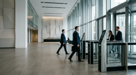 Système de contrôle d'accès biométrique optimisé pour les heures de pointe en entreprise