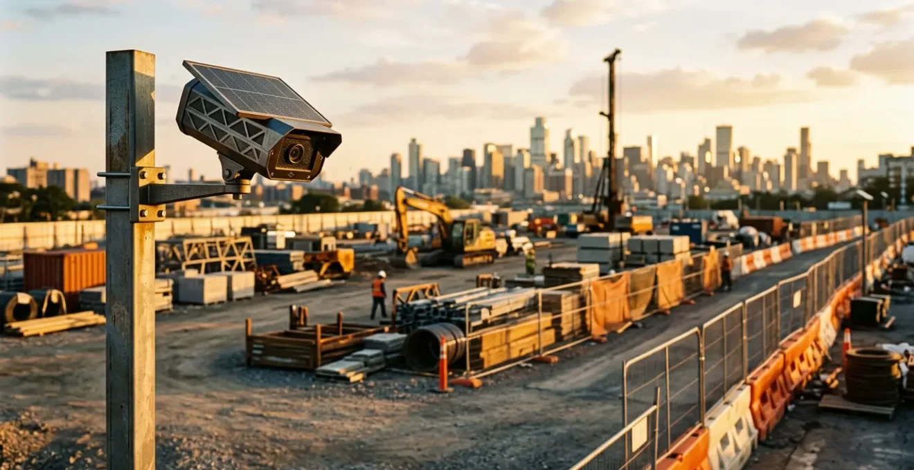 Système de surveillance sans fil autonome pour chantier temporaire avec caméra solaire et sécurisation périmétrique
