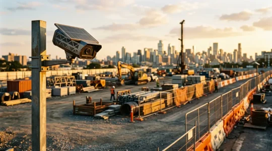 Système de surveillance sans fil autonome pour chantier temporaire avec caméra solaire et sécurisation périmétrique