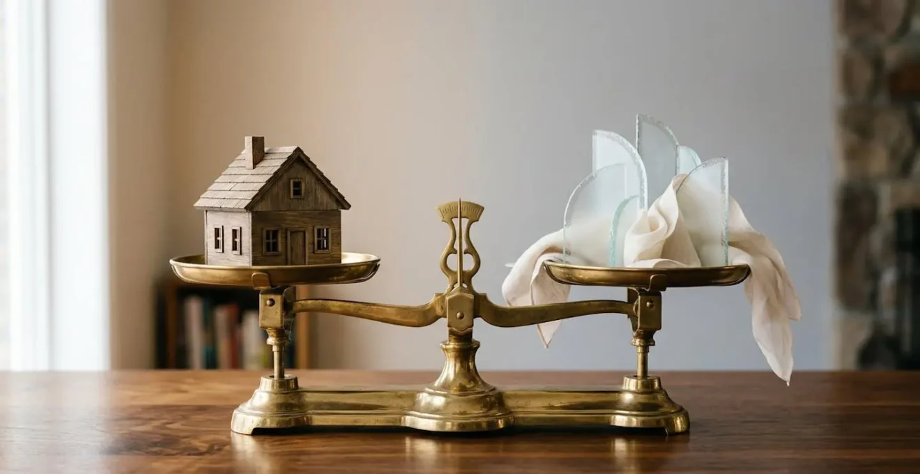 Représentation symbolique de l'équilibre entre sécurité et respect de la vie privée dans un contexte domestique