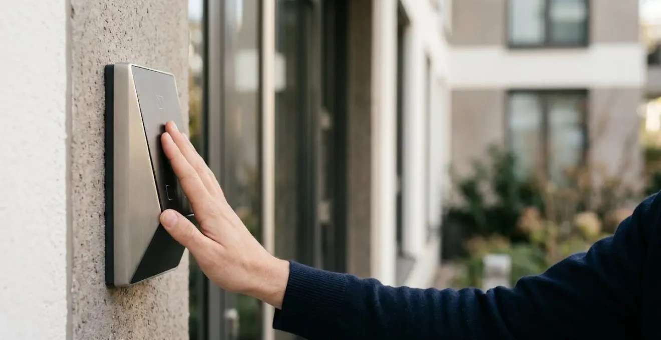 Système moderne de contrôle d'accès pour immeuble en copropriété avec technologie sans contact