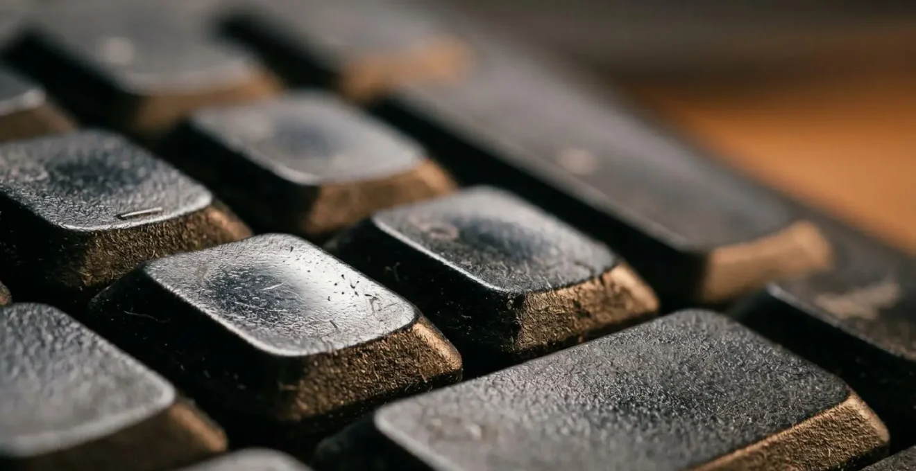 Détail macro des touches d'un digicode montrant les traces d'utilisation révélant le code partagé